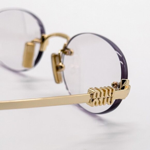 NEW MIU MIU SUNGLASSES MUA54S 5AK08N OVAL GOLD/CLEAR WOMEN MU A54S SMU A54